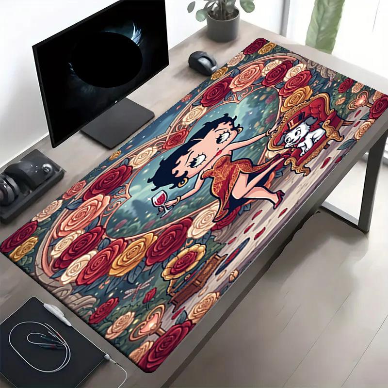 Betty Boop Print Mouse Pad, Anti‑Slip Desktop Keyboard Mat, for PC Laptop Gaming Working Daily Use, Cool Festival Surprise Gift