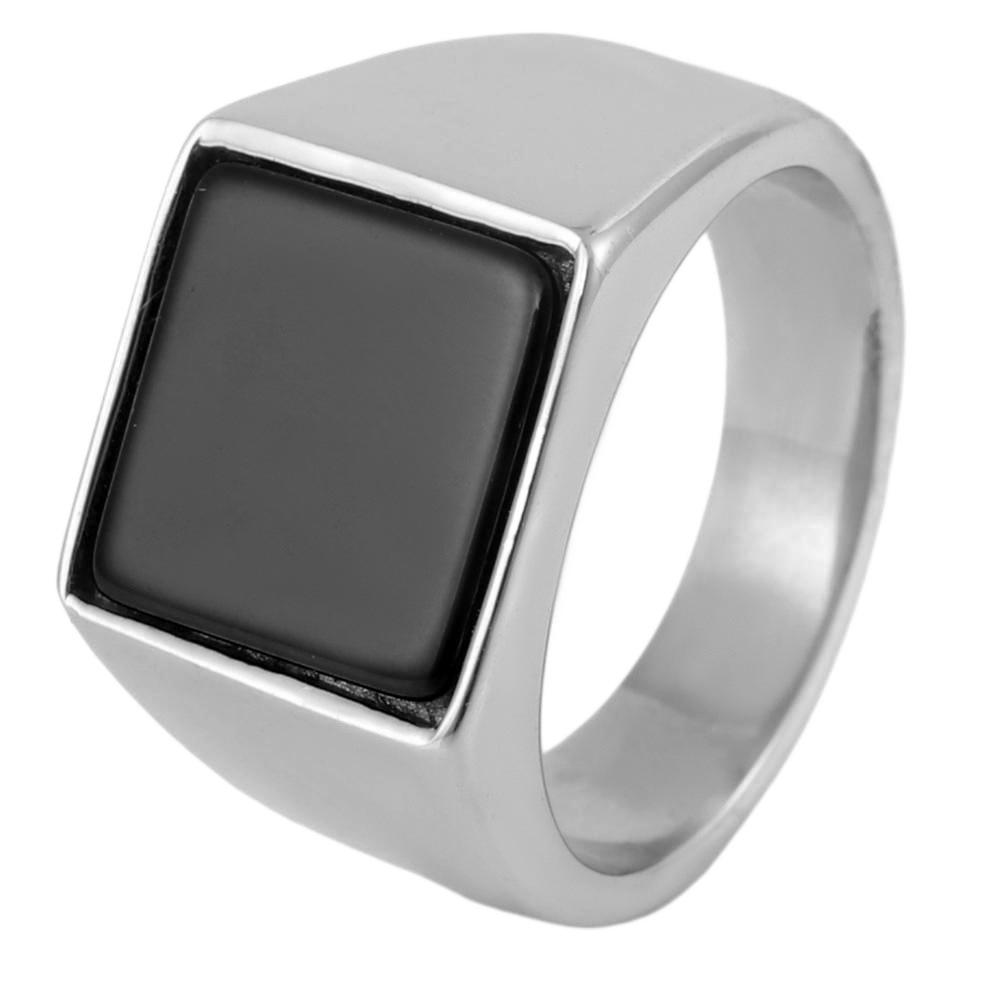 European and American Jewelry Black Glass Ring Retro Trendy Men Black Gemstone Square Ring 2026