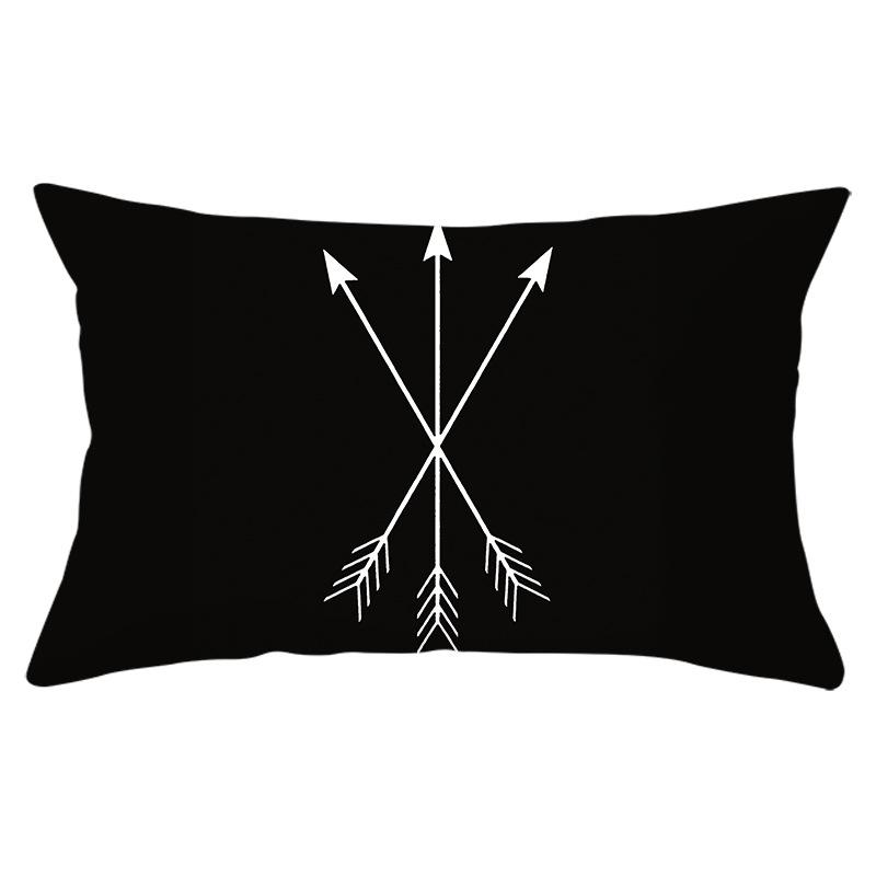 Home Geometric Peach Skin Waist Pillow Case Nordic Style Sofa Printed Pillow Case Office Lumbar Pillow