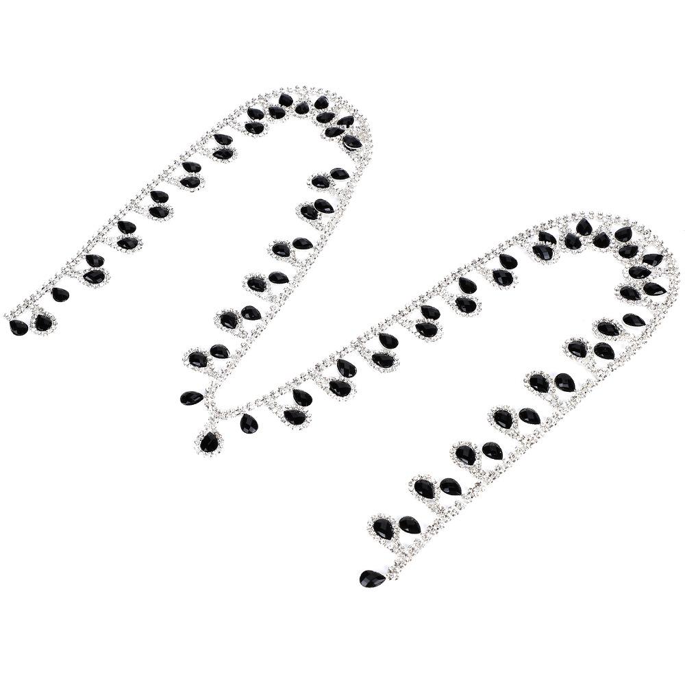 1pcs Glass Drop Beads Rhinestone Fringe Trim Black Color Beaded Fringe Ribbon Clothing Accessories