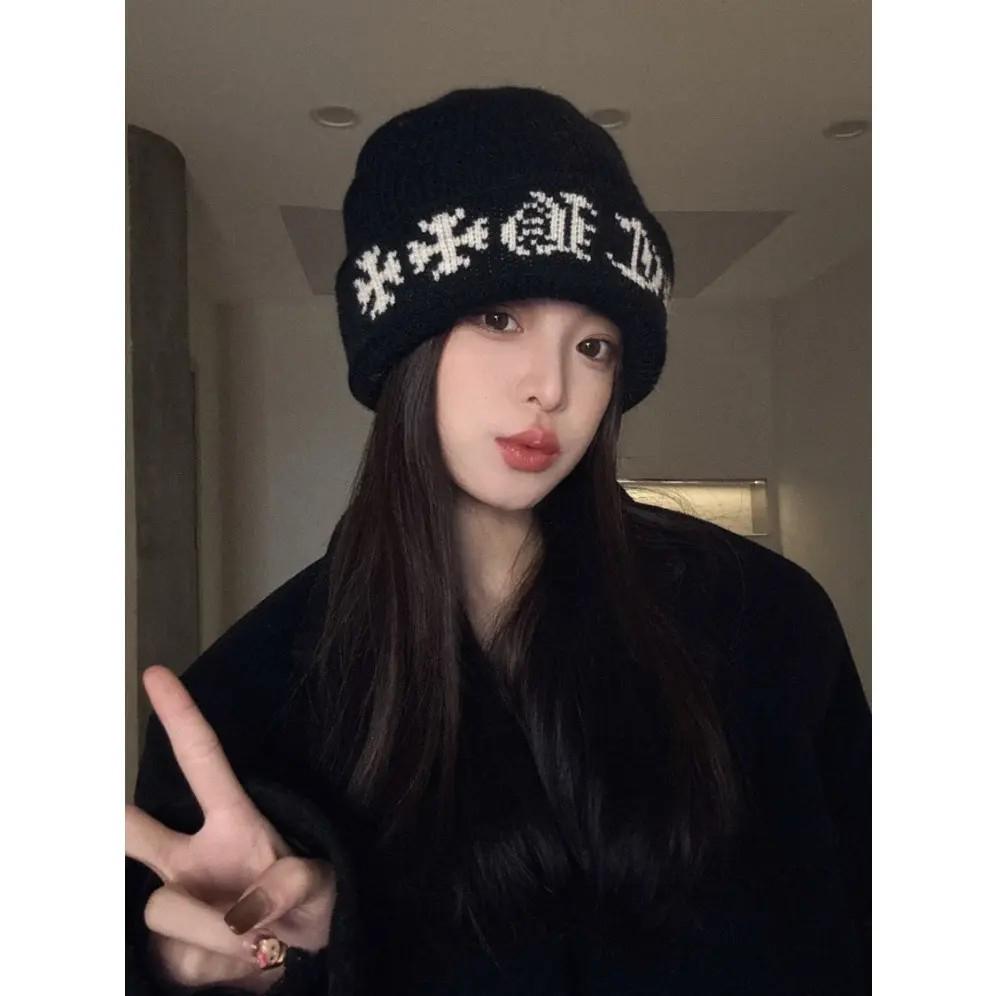 New Arrival: Women's Large Head Circumference Double-Layer Knitted Beanie - Thick, Warm Hat for Autumn/Winter