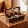 Soft Lining Watch Storage Box with Glass Lid Compartmented Display Case