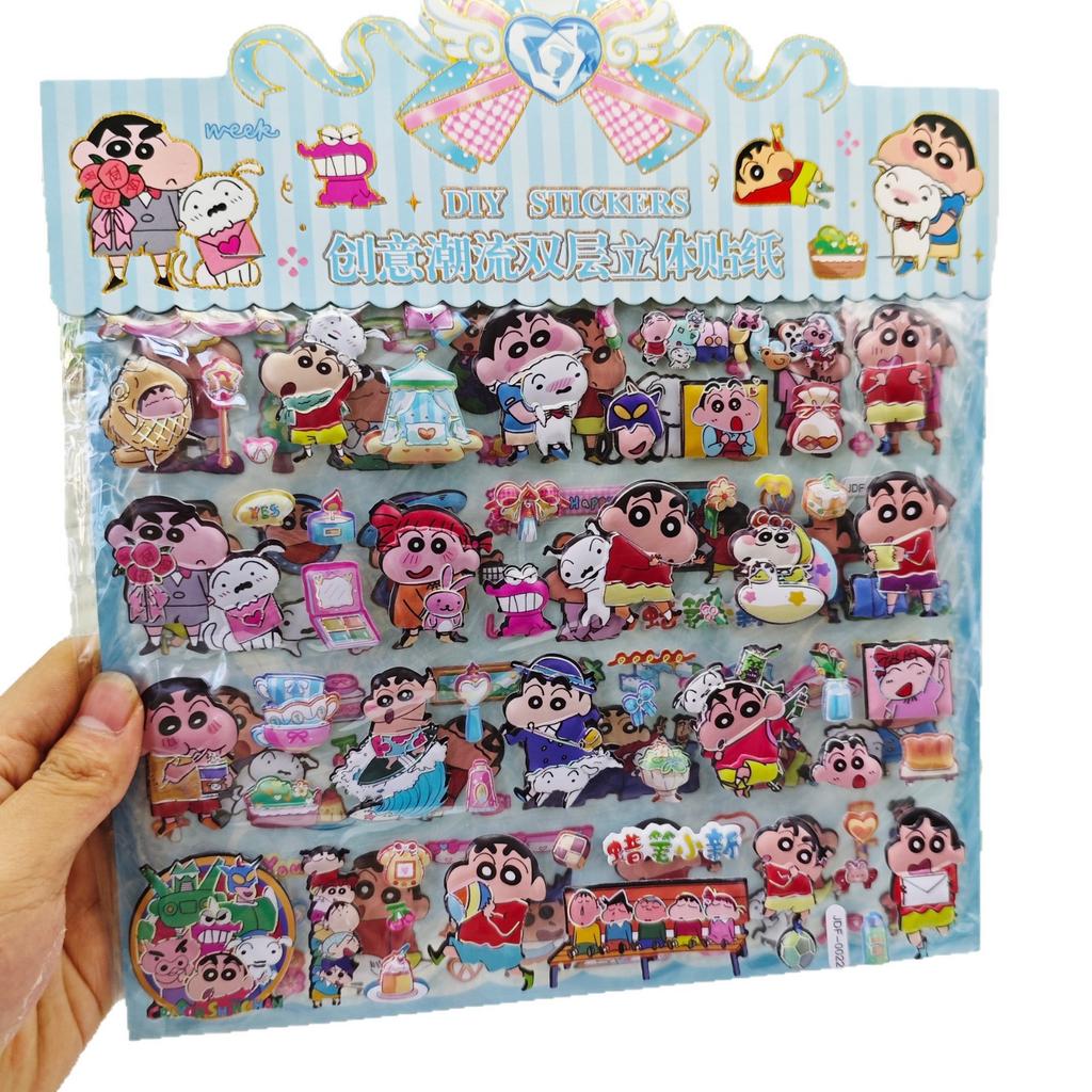Cute Crayon Shin-chan Cartoon Double layered 3D Kuromi Melody Stickers DIY Decoration Laptop Phone Fridge Large Bubble Stickers