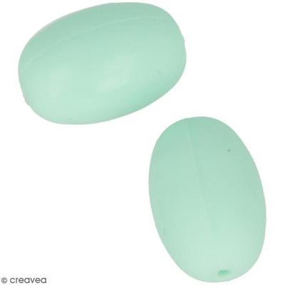 Silicone Olive Beads - 20 X 14 Mm - Sea Green - 2 Pcs
