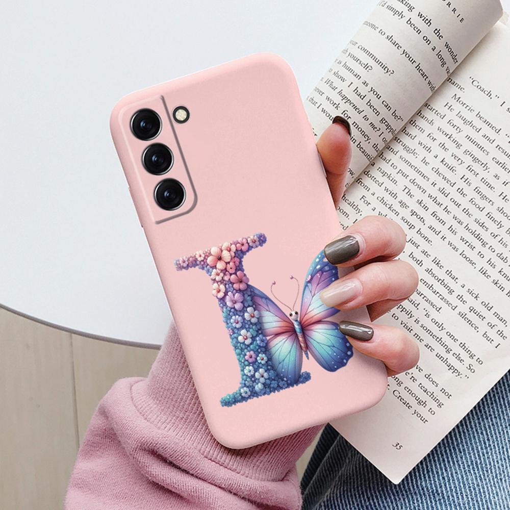 Phone Case Women For Samsung Galaxy S21 FE S22 Plus Girls Bumper Cover Colorful Letter Flower Butterfly Love samsang s22 Ultra