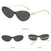 Lunettes de soleil Y2k Style Sans monture Femmes Monture en métal UV400 Lunettes Google Nouvelles Lunettes à bords circulaires Adaptées pour la conduite en extérieur