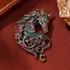 Retro Rhinestone Horse Brooch Pin Women Men Zinc Alloy Horse Head Lapel Pin Animal