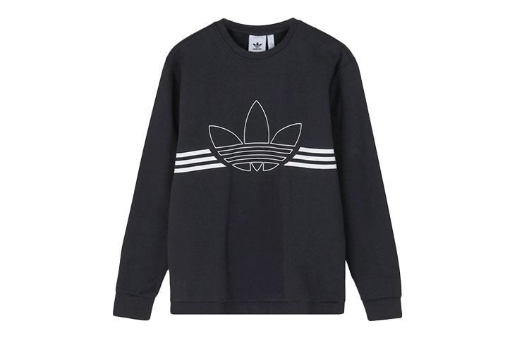 Adidas Originals OUTLINE CRW FLC Sweatshirts Men s Black Crew Neck Moderate Regular ED4685 S