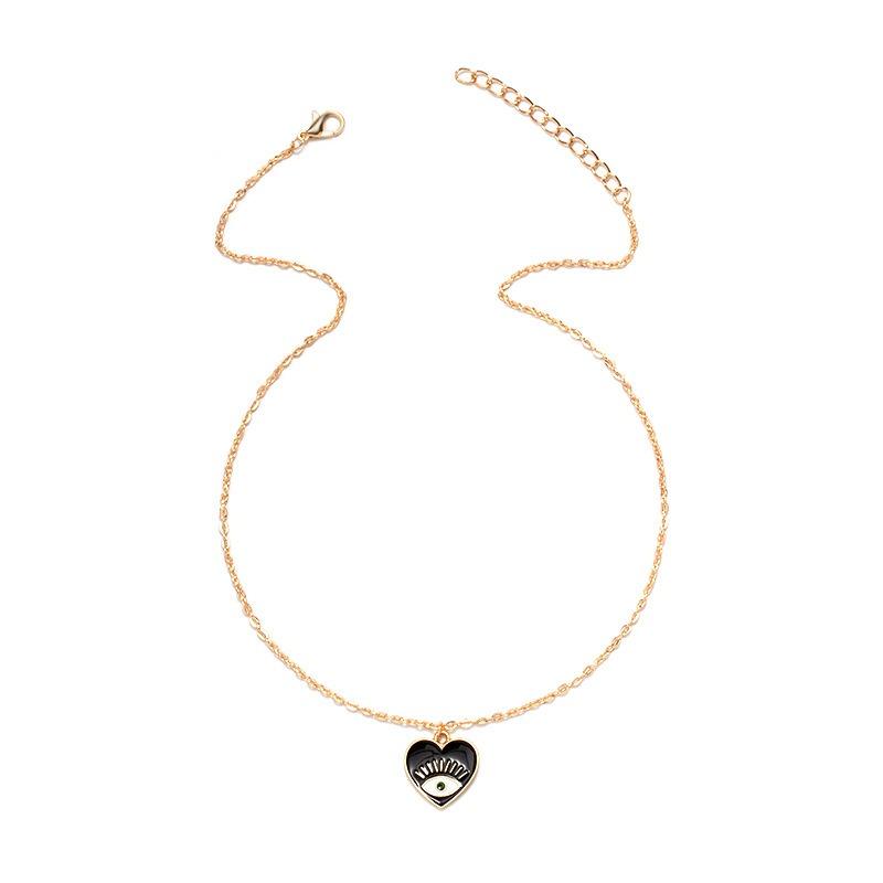 New jewelry gold-plated dripping oil love devil's eye necklace celebrity street shot fashion personality collarbone chain women
