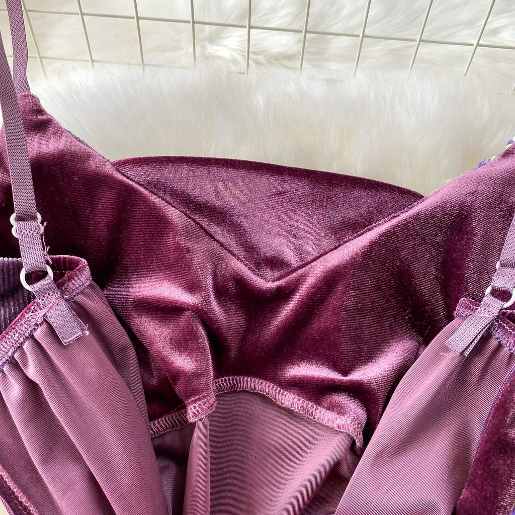 Summer Women Vintage Spaghetti Strap Sequined Velvet Long Midi Slim Bodycon Party Fishtail Dresses