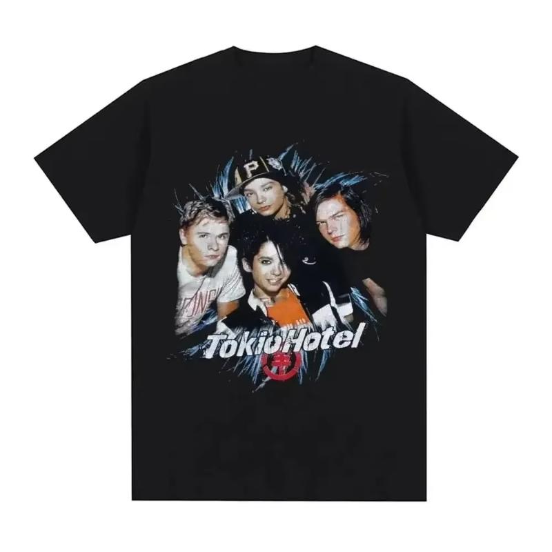 26 Rock Band Tokio Hotel Kaulitz Druck T-Shirt Baumwoll-T-Shirt Trend Kurzarm-T-Shirt Unisex Damen Hip Hop Streetwear T-Shirt Kleidung