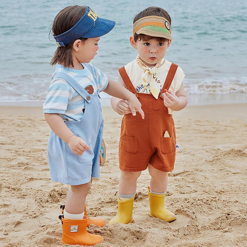 Mini Balabala Boys' Summer Modal Overalls Shorts