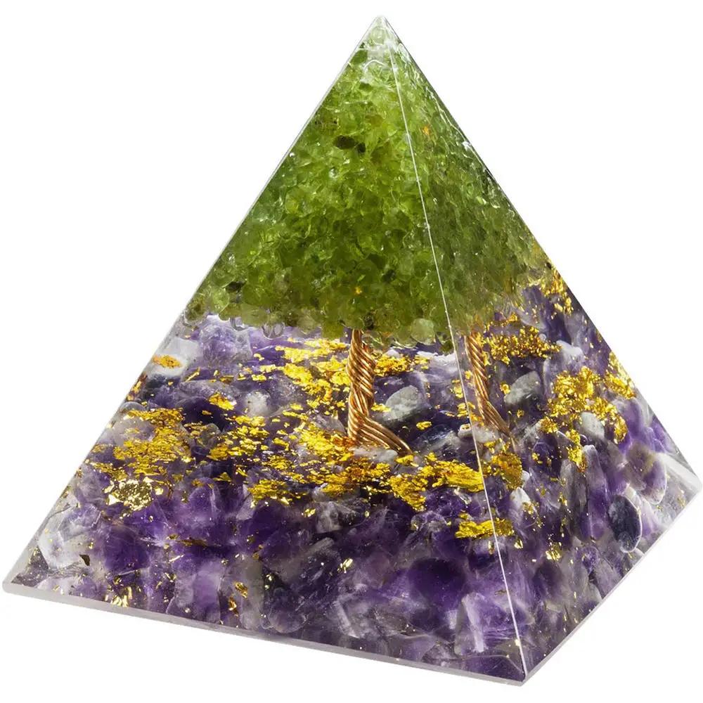 Generator energii Piramida Orgonu Ametyst Perydot Uzdrawianie Naturalny Kryształ Generator Czakry Reiki Piramida Orgonu Medytacja Narzędzie