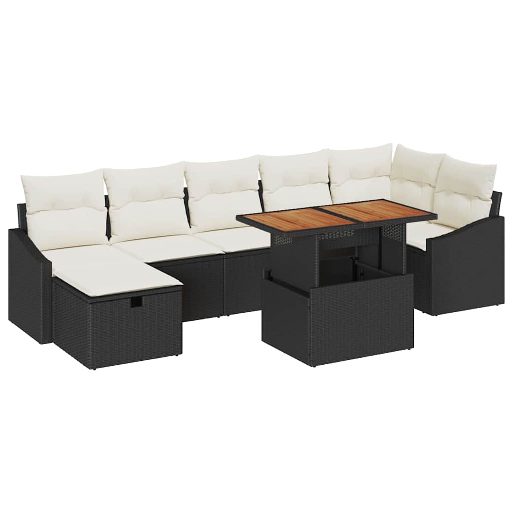 Garden Sofa Set 8 pcs Black Poly Rattan