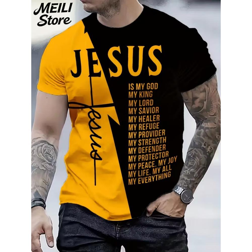 Herren 3D Jesus Druck T-Shirt Kurzarm Lässig Rundhals Betende Hände Design T-Shirt für Männer Neu im Oversized T-Shirt Oberteile