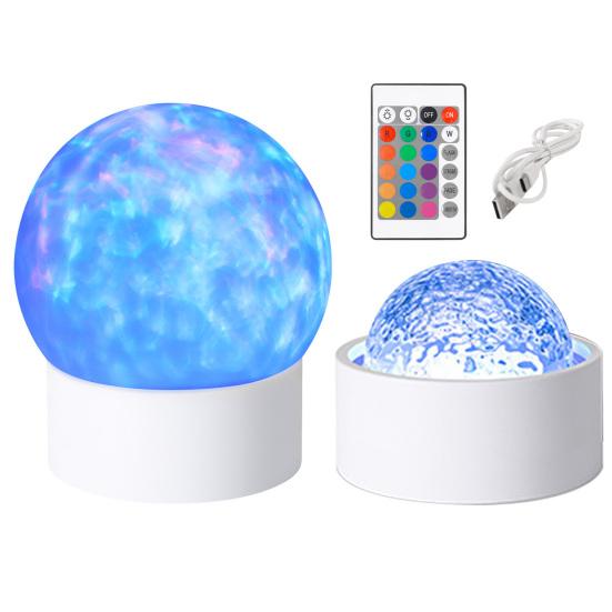 Projector Lamp Warm Ambient Light with 16-Color Crystal Effects And Remote Control Dynamic Wave Projector Dual Lampshades for Bedroom Decoration Mood