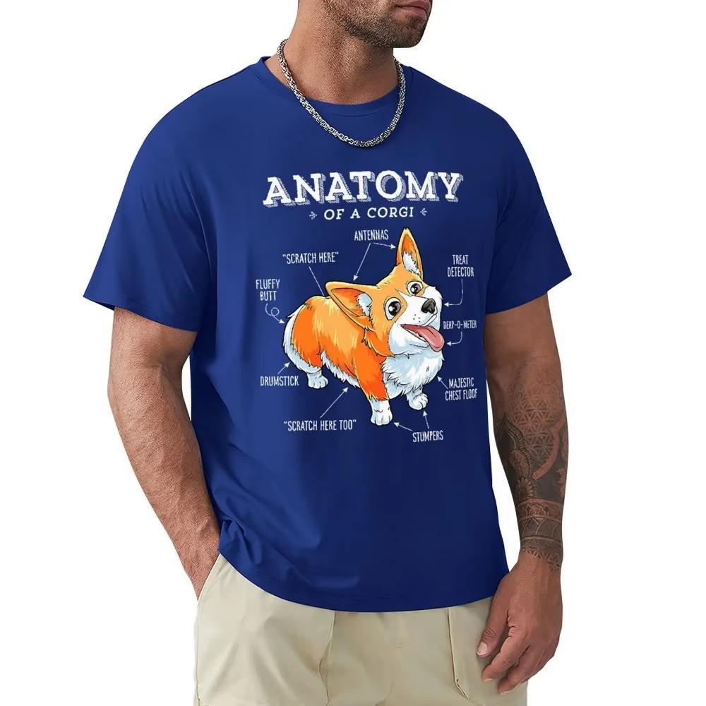 Men Anatomy Of A Corgi Funny Corgis Dog Puppy T Shirts Dog Lover Pure Cotton Tops Vintage Short Sleeve Tee Shirt Printed T-Shirt