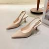 Summer New Brand Women Sandal Fashion Pointed Toe Shallow Ladies Elegant  Slingback Shoes Thin Med Heel Pumps