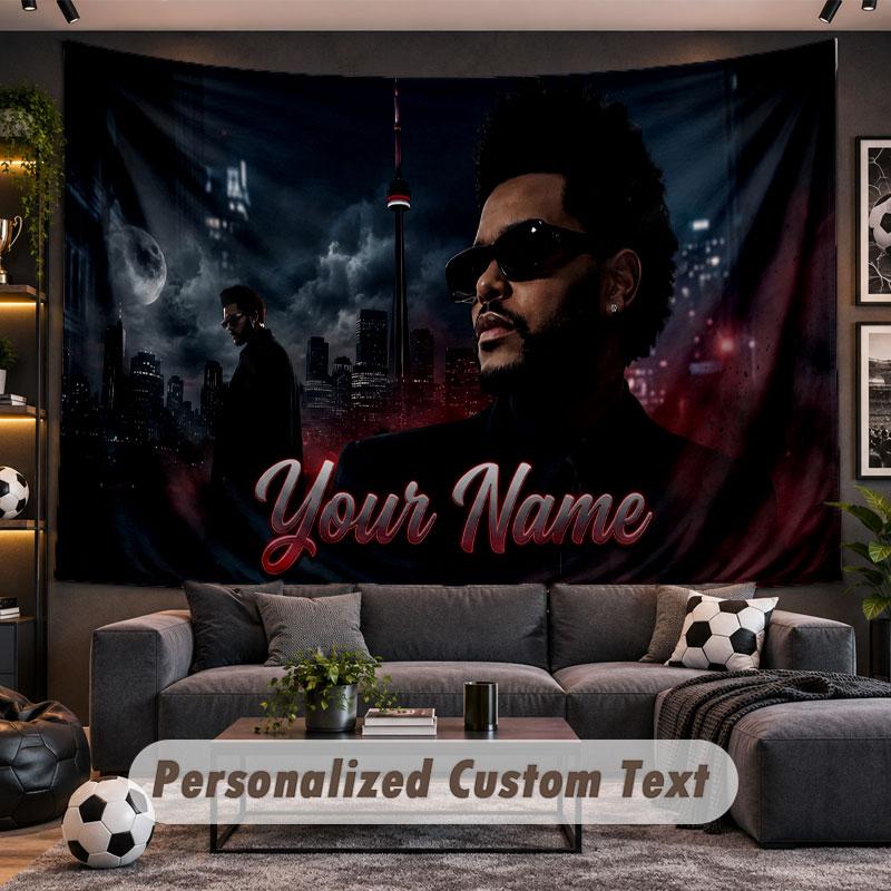 Wall Hanging Tapestry Custom NameThe Weeknd Pattern Personalized Printed Fabric Wall Decor