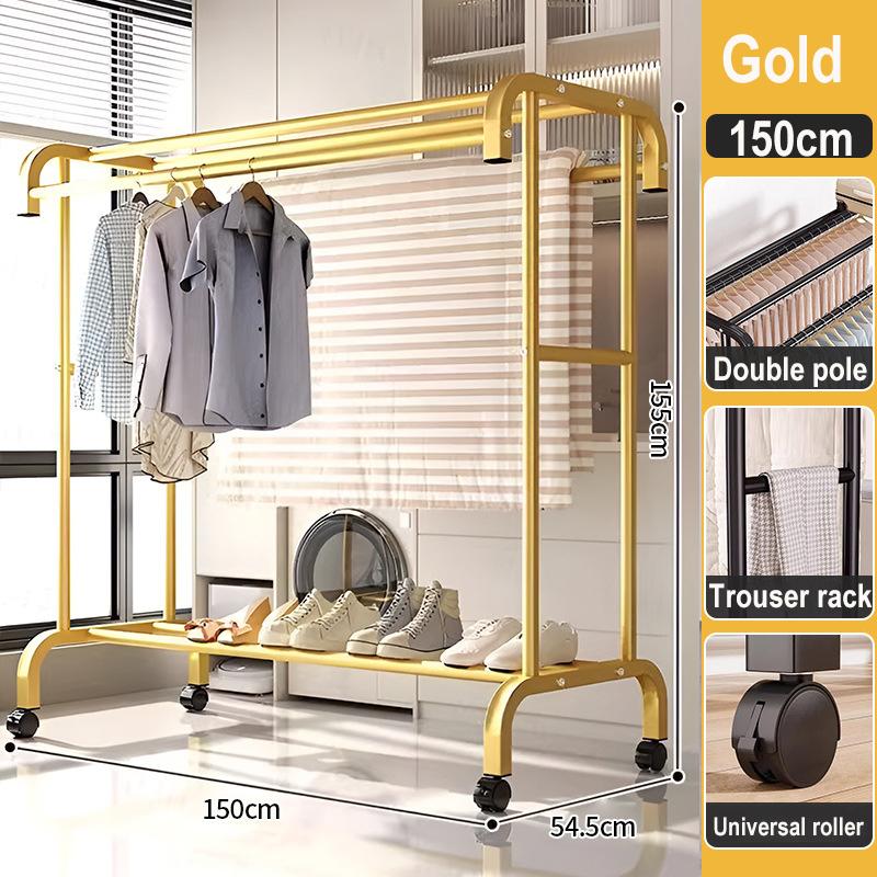 Clothes Rack Household Indoor Bedroom Balcony Drying Hanger Floor-To-Ceiling Coat Rack Thickening Simple Drying Rack