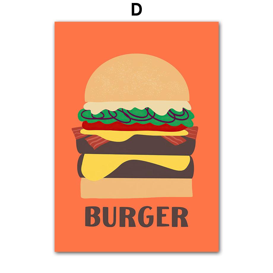 Pizza Ramen Tacos Burger Spaghetti Grilled Cheese Posters Prints Canvas Painting Nordic Wall Art Pictures Kitchen Room Decor