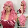 Pink Synthetic Wig with Big Waves for Halloween Cosplay, Role-playing Party, Daily Costume, Wire Wig Headband