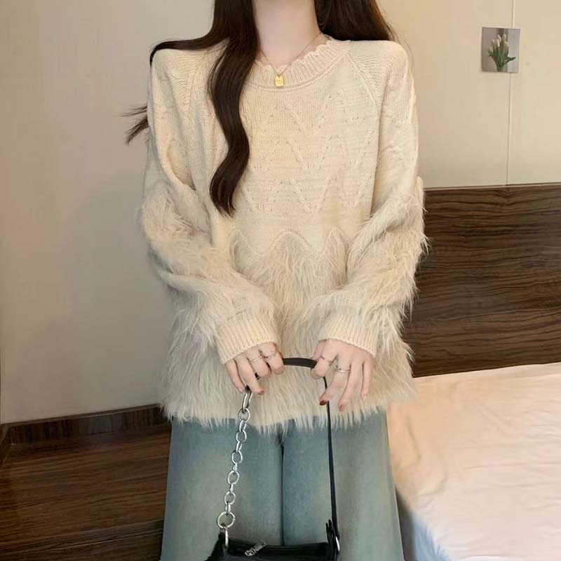 Sweater for Women Autumn Winter Thickened Warm Knitted Stretchy Long Sleeve Tops