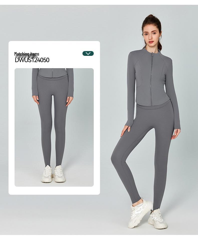 European & American Slim Fit Yoga Wear: Women's Long-Sleeve Zipper Cardigan for Autumn & Winter Running and Fitness.