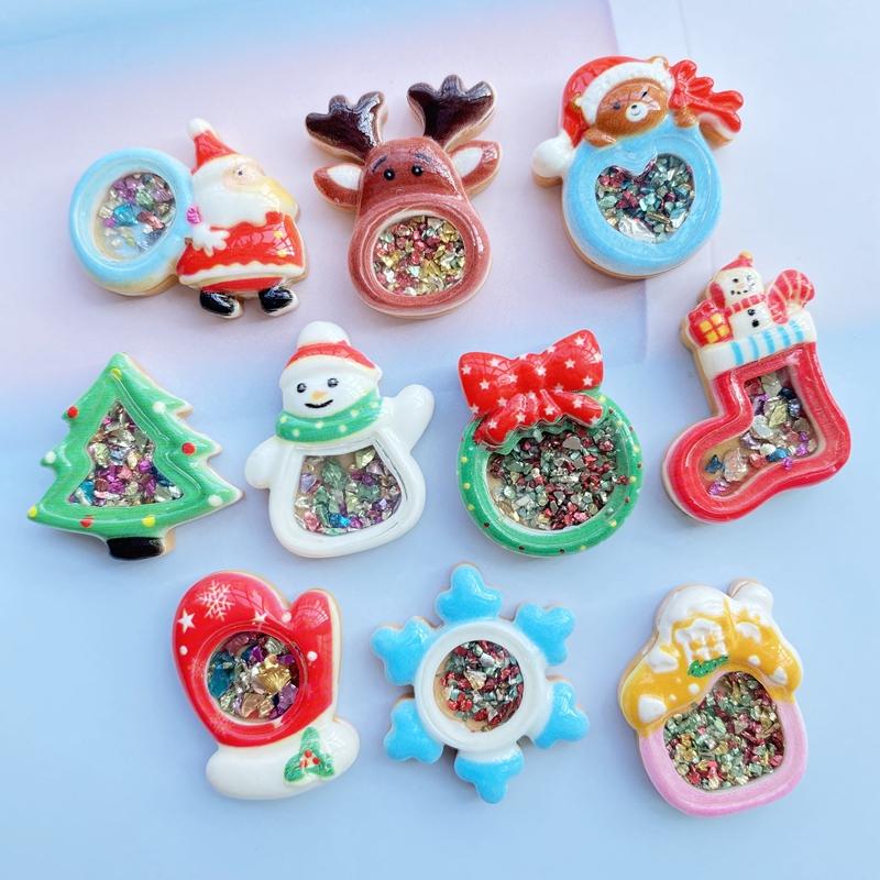

10Pcs Cute Mini Shining Christmas Series Flat Back Resin Cabochons Scrapbooking DIY Jewelry Craft Decoration Accessorie F68