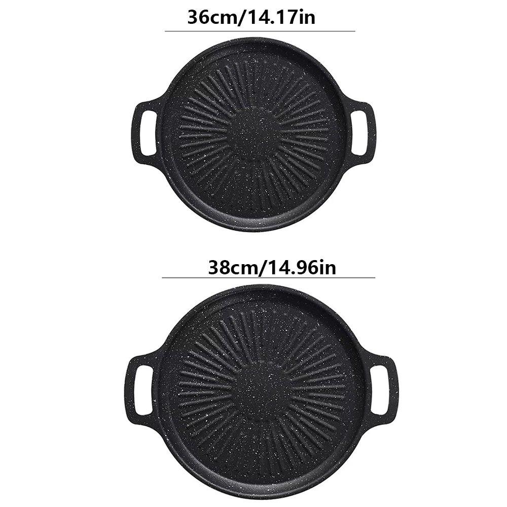 Non-Stick Korean Barbecue Pan Thick Roasting Grill Tray Portable BBQ Grill Pan  Kitchen Cookware