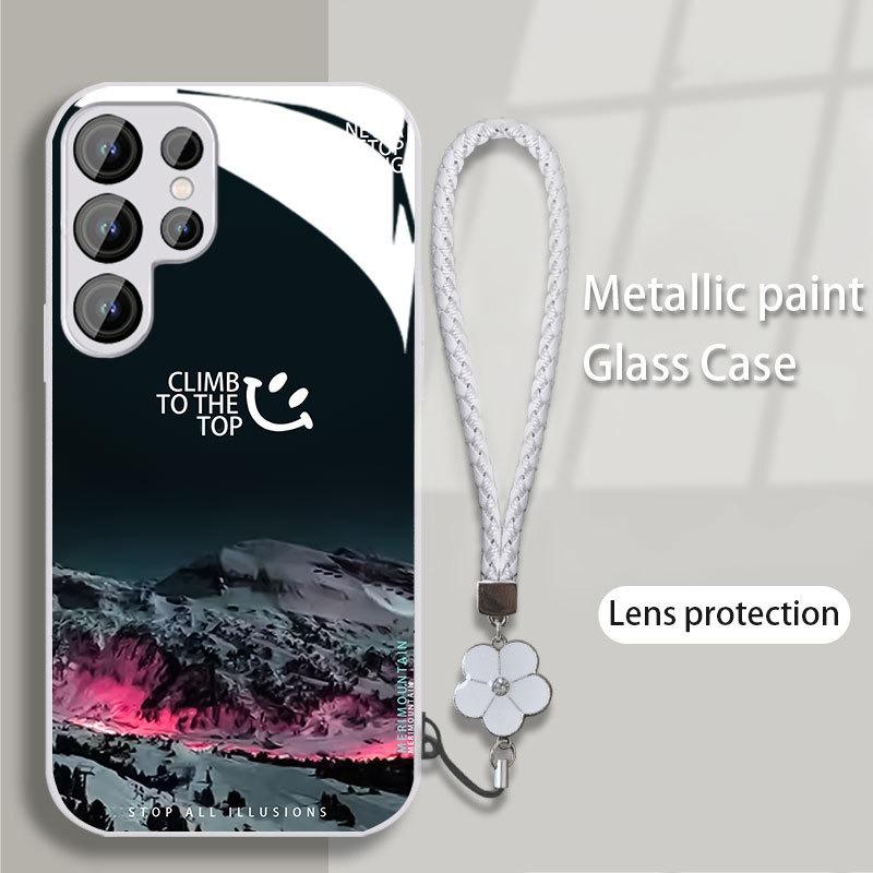 Snow Mountain Is Suitable for Samsung S24ULTRA Mobile Phone Case S23 Glass Mirror S22 Trendy Brand A52A54 Boys New A14