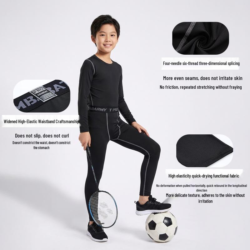 Children's Quick-Drying Sports Suit: Unisex Base Layer Set for Autumn/Winter - Ideal for Basketball, Football, Netball, Tennis, and Training.