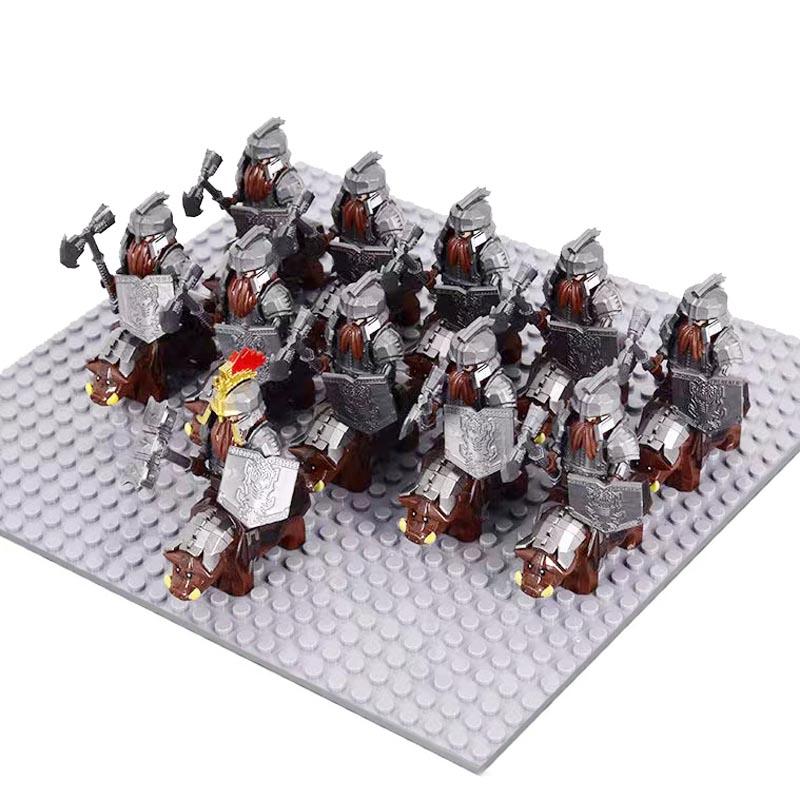 MOC Medieval Uruk-hai Orc Soldiers Raider Vargr Wolf Mount Knights Mini Figurine Building Block Set Educational Toy for Kids