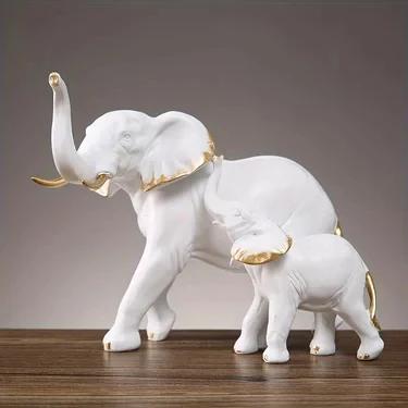 1 coppia Decorazione Moderna Creativa Animali Resina Elefante Statue e Figurine Scultura Soggiorno Ornamenti da Tavolo Artigianato