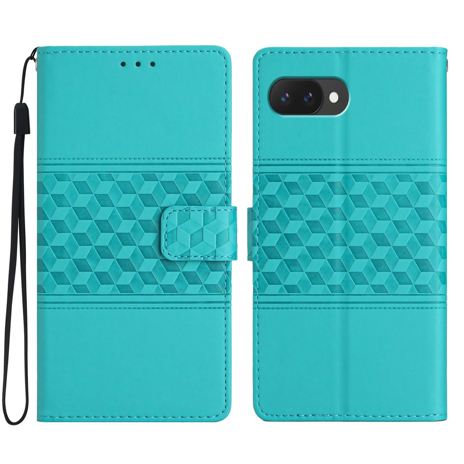 

For Google Pixel 9a Case Rhombus Leather Horizontal Flip Phone Cover Sky Blue