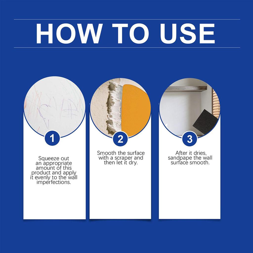 Drywall Repair Kit with Scraper Wall Hole & Crack Filling Paste Quick-Drying Mending Agent Mold Resistant Home Restoration Tool