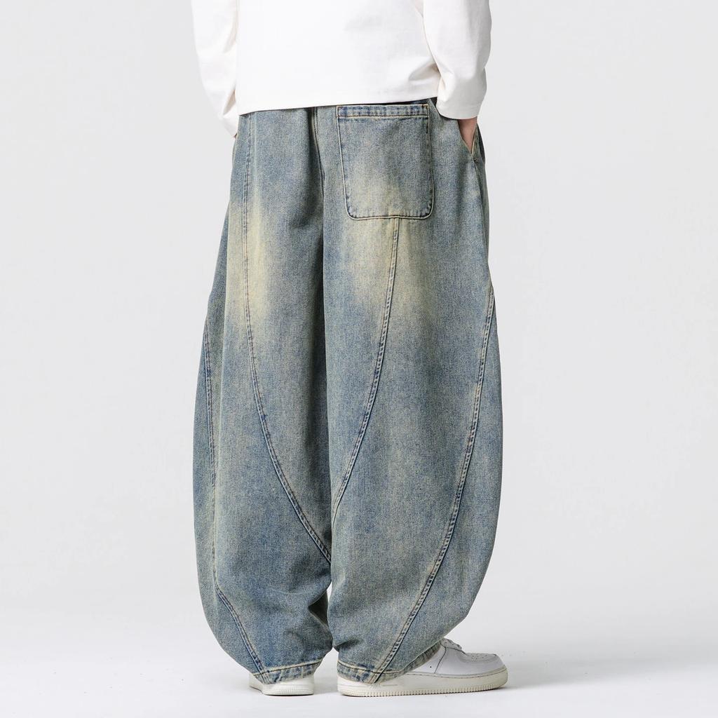 Autumn Men Black Denim Pants Men Casual High Street Harajuku Pants Man Loose Hip Hop Wide Leg Pants Man Baggy Oversized Pants