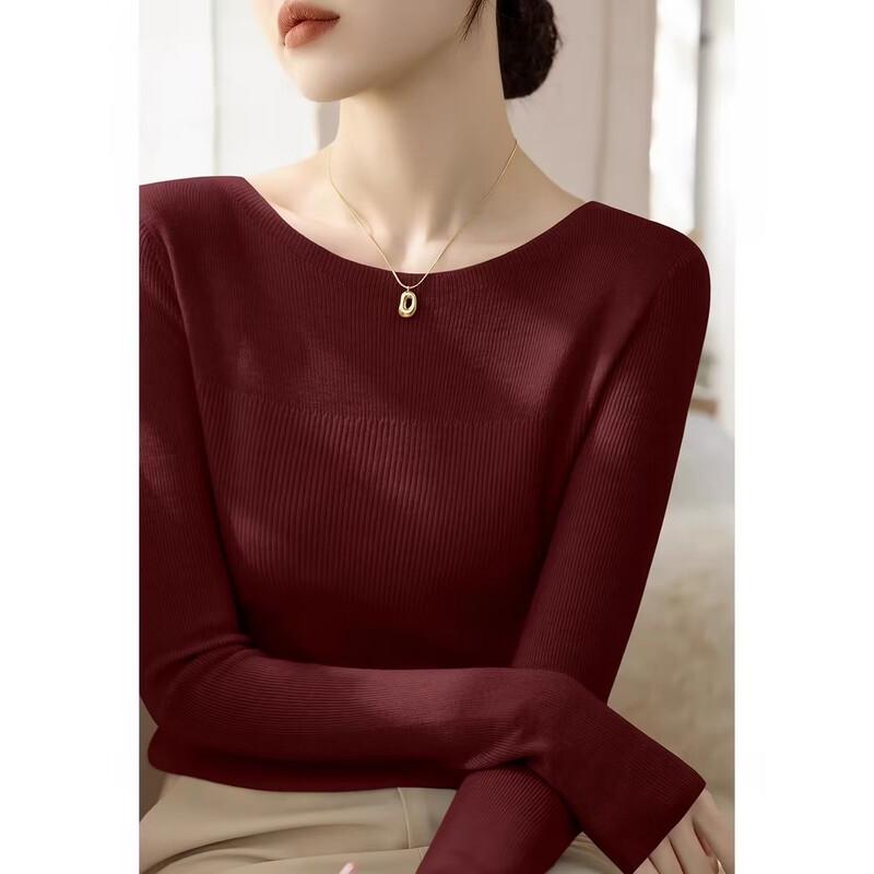 La Chapelle Women's Solid Long Sleeve Knit T-Shirt