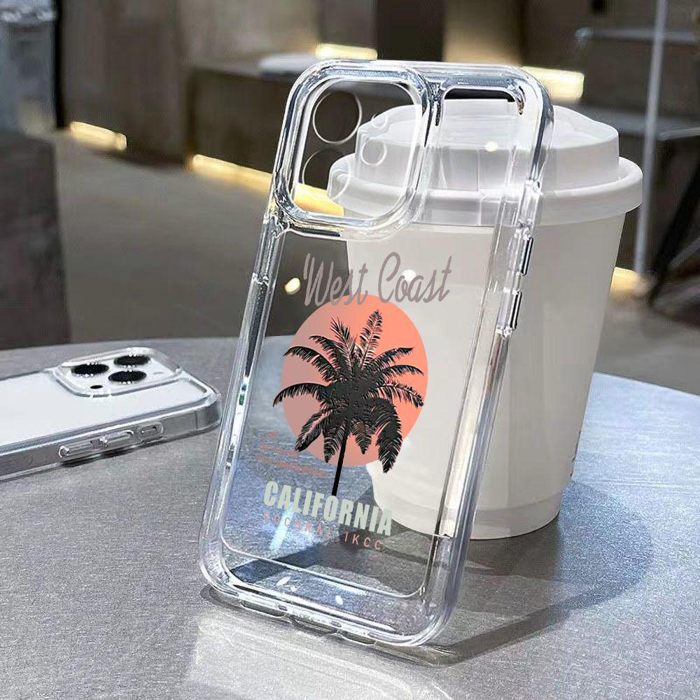 Sunset Dusk Coconut Tree for iPhone17promax Mobile Phone Case 16pro Apple 15/14 Transparent 13 Anti-drop