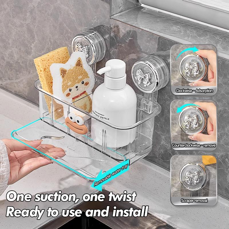 Bathroom Shelf Cosmetics Storage Rack Suction Cup Non Perforated Wall Mounted Storage Box Household Storage