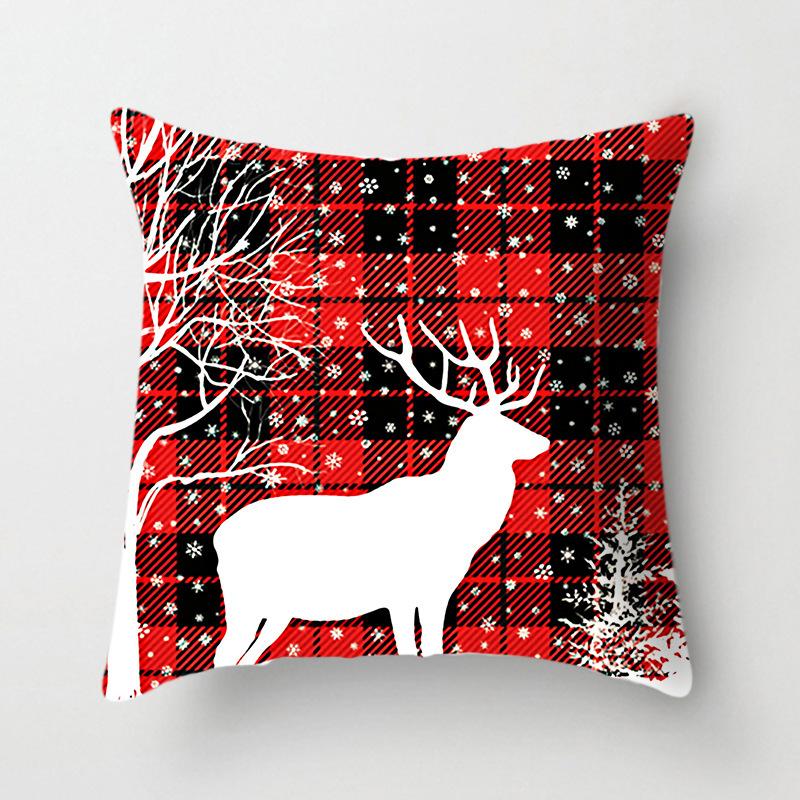 45x45cm New Year Christmas Elk Letter Printing Pattern Cushion Cover Home Living Room Sofa Decoration Throw Pillow Cover