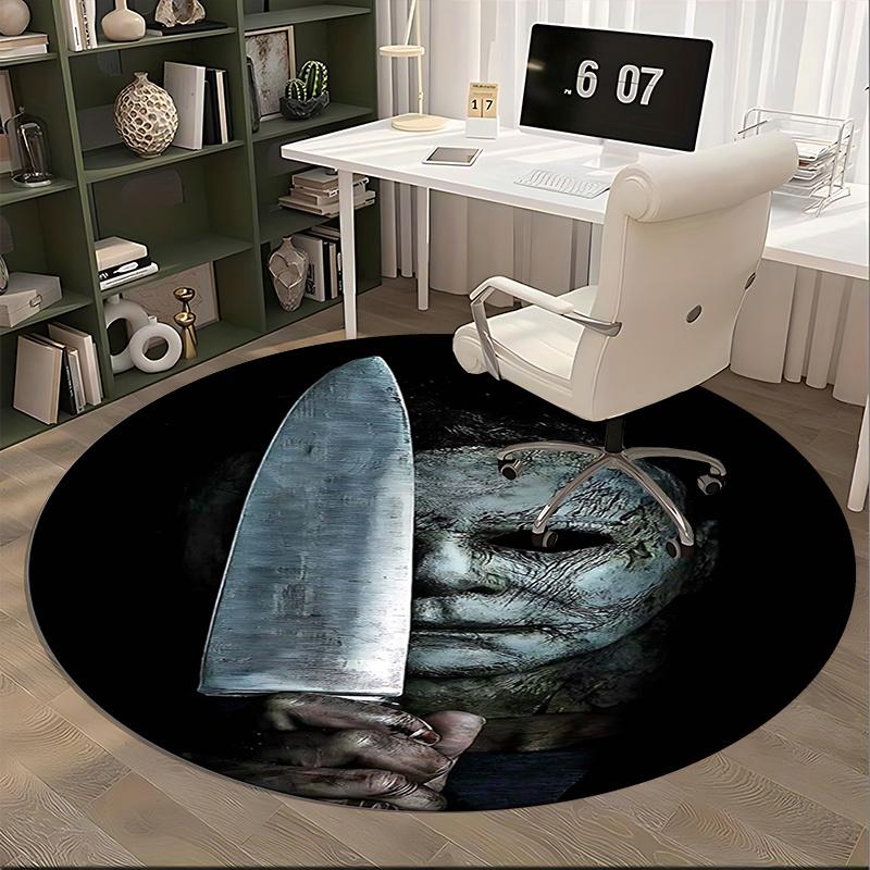 Knife,Horror Chair Mat Round Rug Office Carpet, Machine Washable, Non Slip, Suitable for Living Rooms, Bedrooms