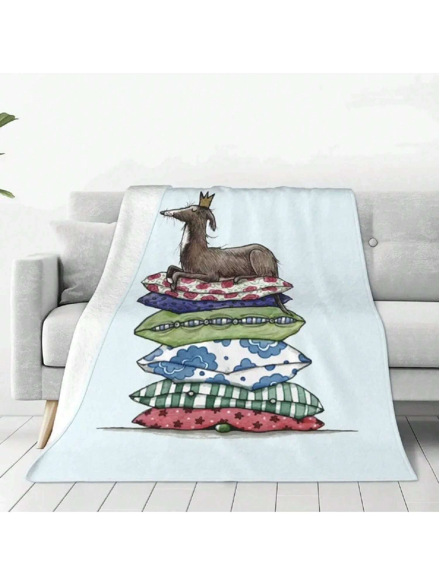Italian Greyhound Throw Pillow Flannel Blankets Whippet Lurcher Dog Throw Blanket For Sofa Bedding Lounge 200x150cm Bedspread 75X95CM