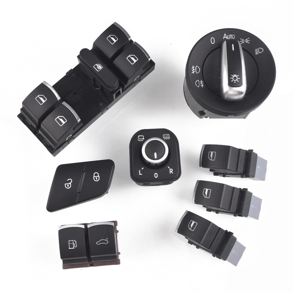8pcs/lot Window Headlight Mirror Tailgate Fuel Door Control Switch Button For VW Passat B6 3C0962125B 5ND959565B 5ND941431A