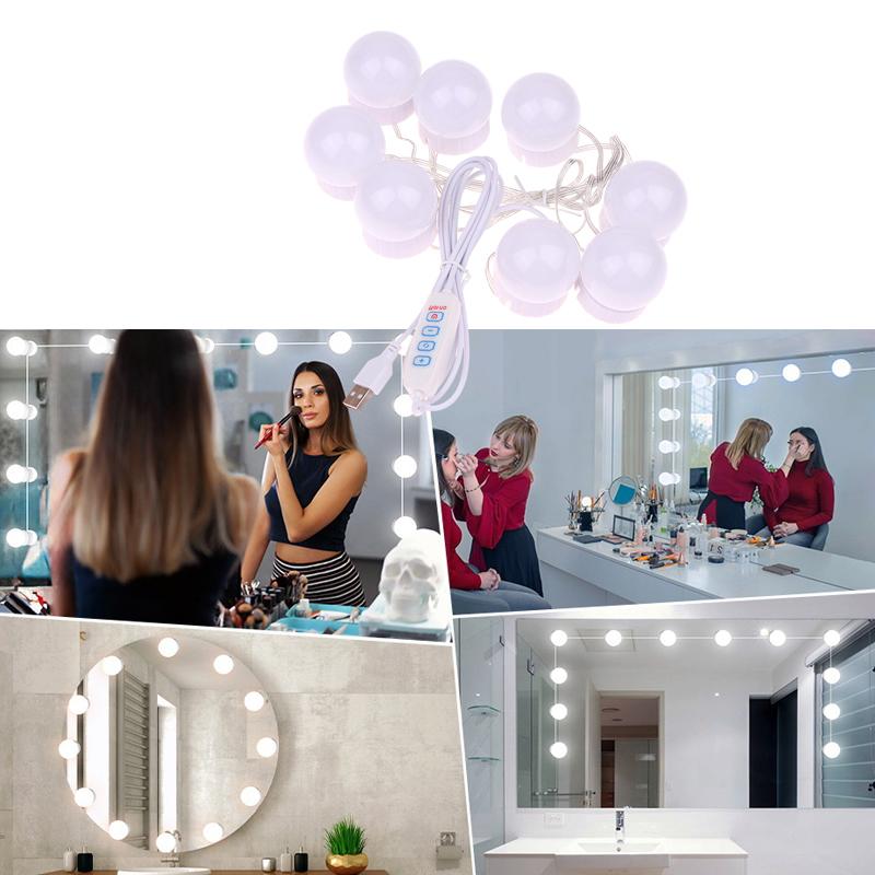 LED Detachable Bulbs Makeup Mirror Lamp USB Power Cosmetic Mirror Light Dressing Table Lighting Dimmable LED Vanity Lights