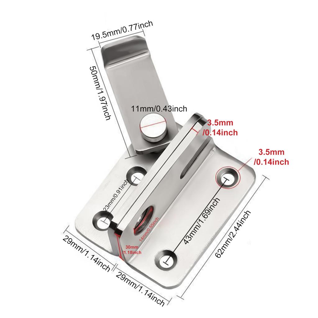 Door Bolts Buckles with Screw Stainless Steel Latch Hasp Door Locks Security Door Locks for Bedroom Drawer Window