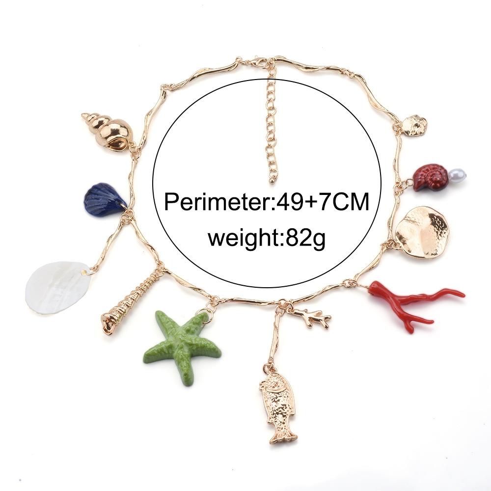 Drip Oil Conch Starfish Alloy Necklace Multi-Accessory Bohemian Jewelry