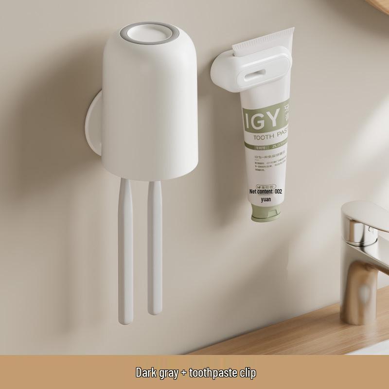 Punch-Free Wall-Mounted Toothbrush Holder & Cup Set