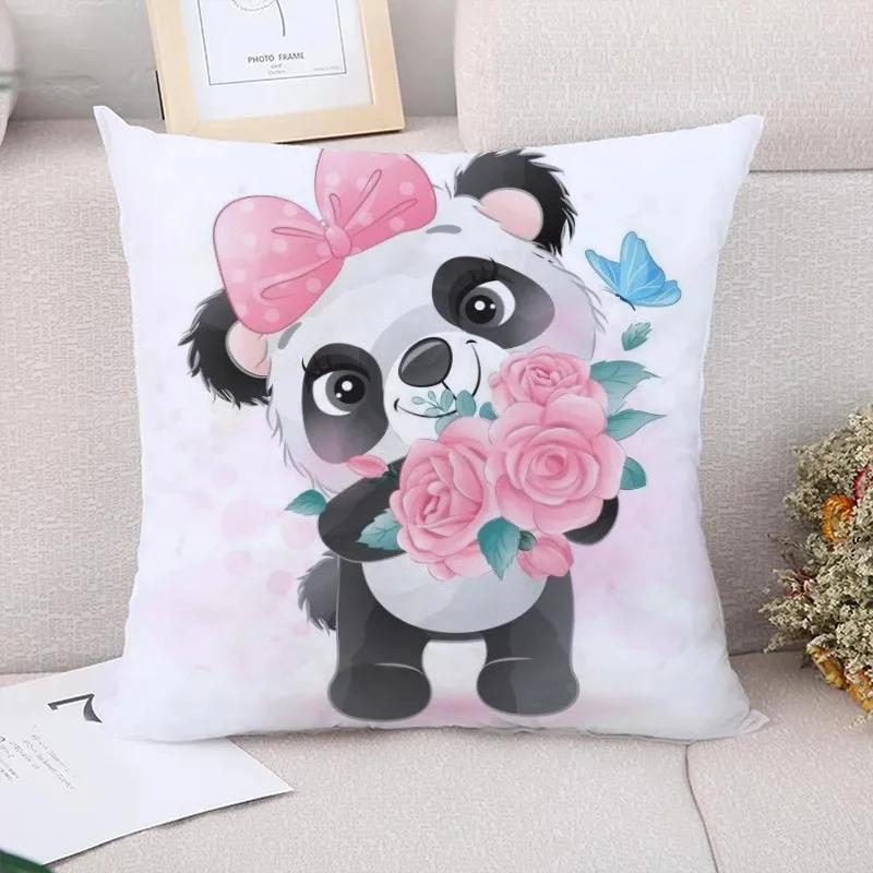 Cute Dog Panda Throw Pillow Covers Decorative Sofa Cushions Children's Cushion Cover Pillowcase for Living Room Couch Pillows