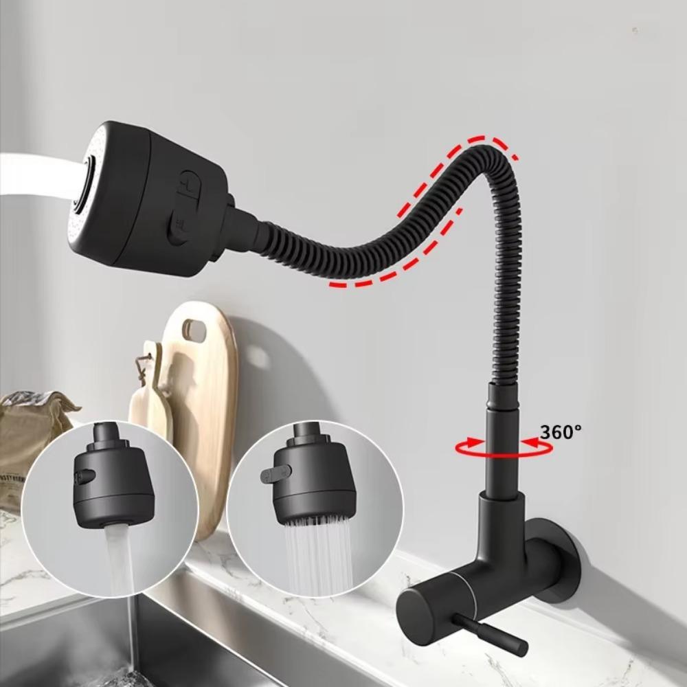 Universal Plastic Kitchen Faucet Rotating Black Single Cold Water Taps Single Handle Flexible Water Tap Nozzle Bathroom Kitchen